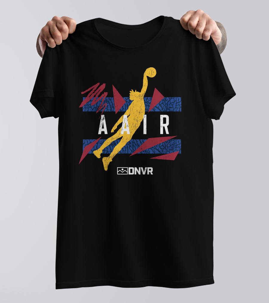 AAIR AG Basketball Jump With Blue And Red Geometric Elements T-Shirt