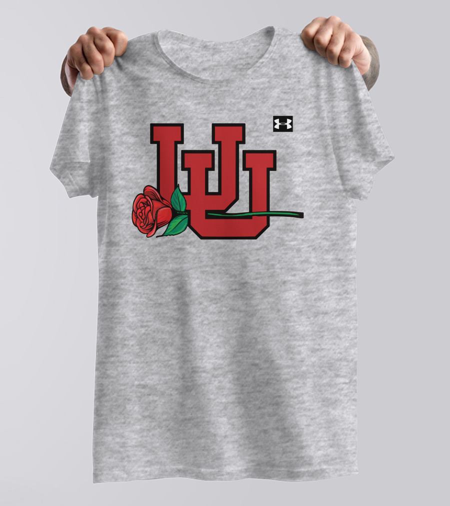 Utah Utes Interlocking Logo With Rose Under Armour Football T-Shirt