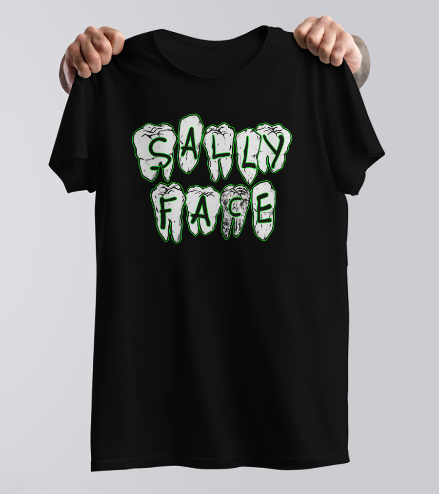 Sally Face Teeth Graphic Horror Letters T-Shirt