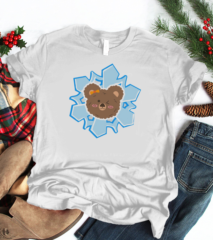 Christmas Bears Snowflake Adorable Bear Head T-Shirt