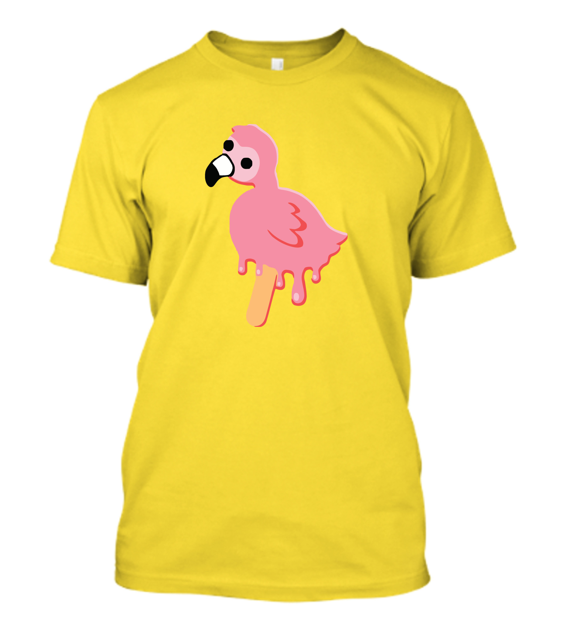Mrflimflam Flamingo Popsicle Design Yellow Background T-Shirt