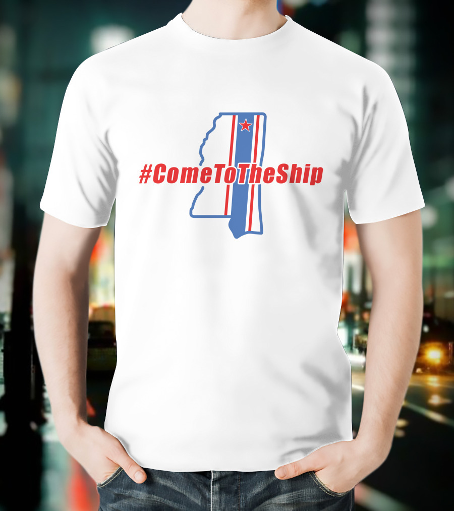 ComeToTheShip Mississippi Map Red Star Stripes T-Shirt