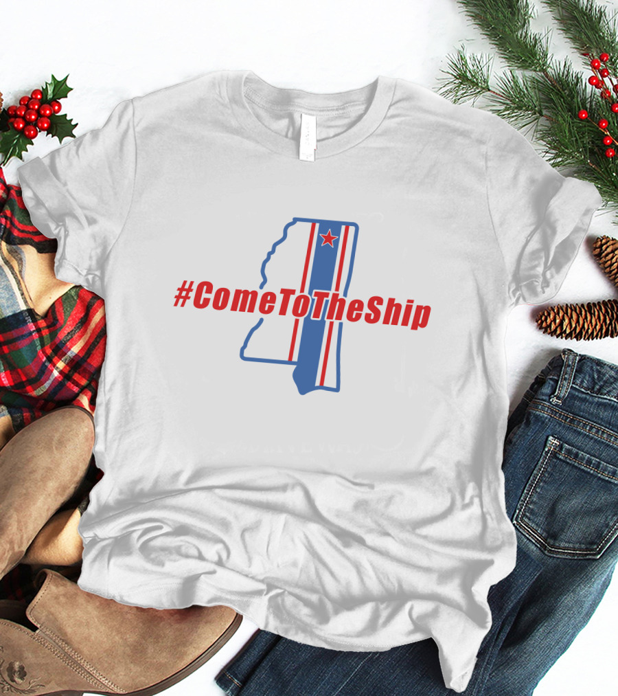 ComeToTheShip Mississippi Map Red Star Stripes T-Shirt