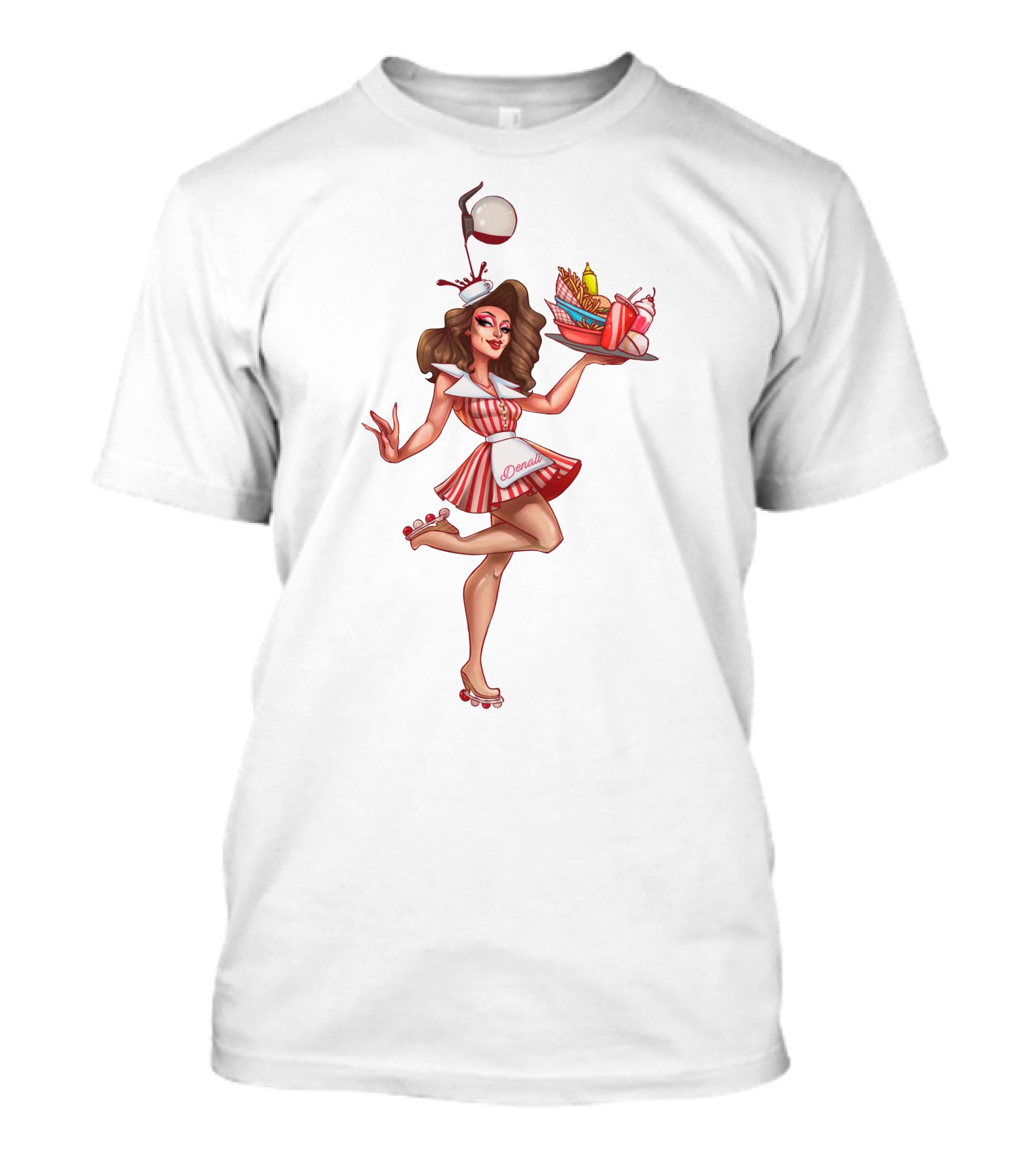 Denali Roller Waitress Serving Food And Drinks T-Shirt