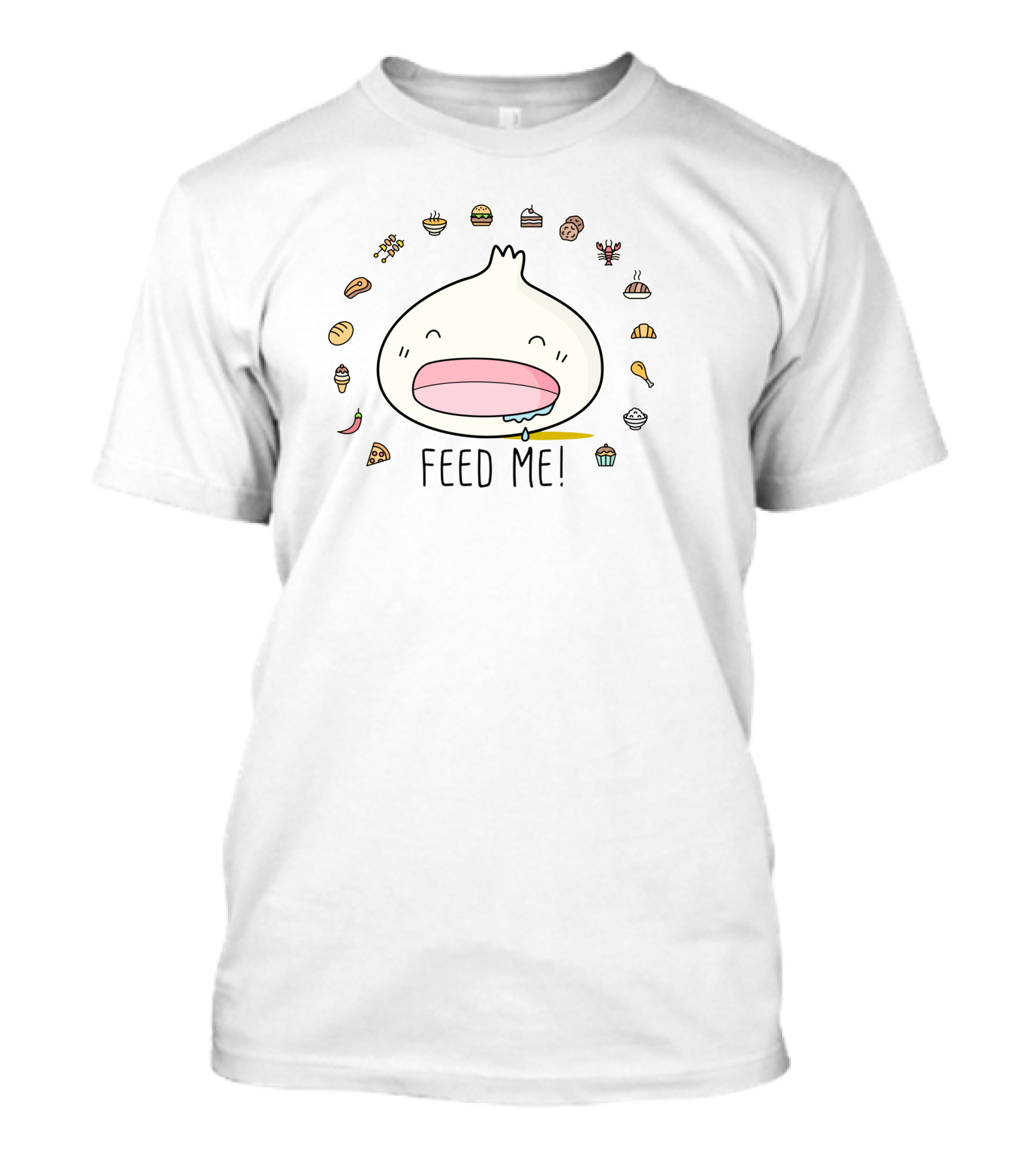Feed Me Dumpling Cartoon Surrounded By Food Icons Strictly Dumpling Merch T-Shirt