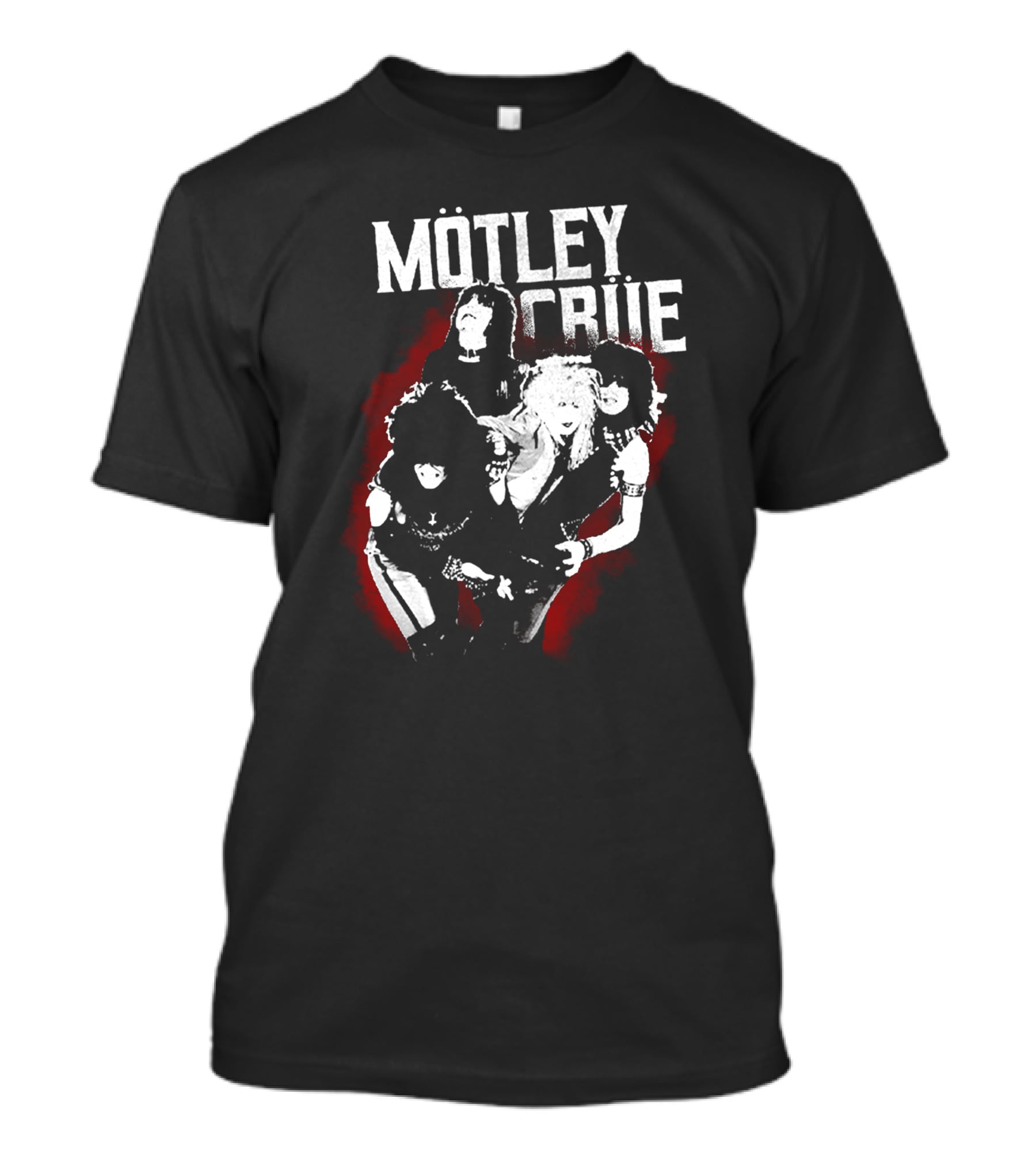 Mötley Crüe Vintage Band Photo Black And Red T-Shirt