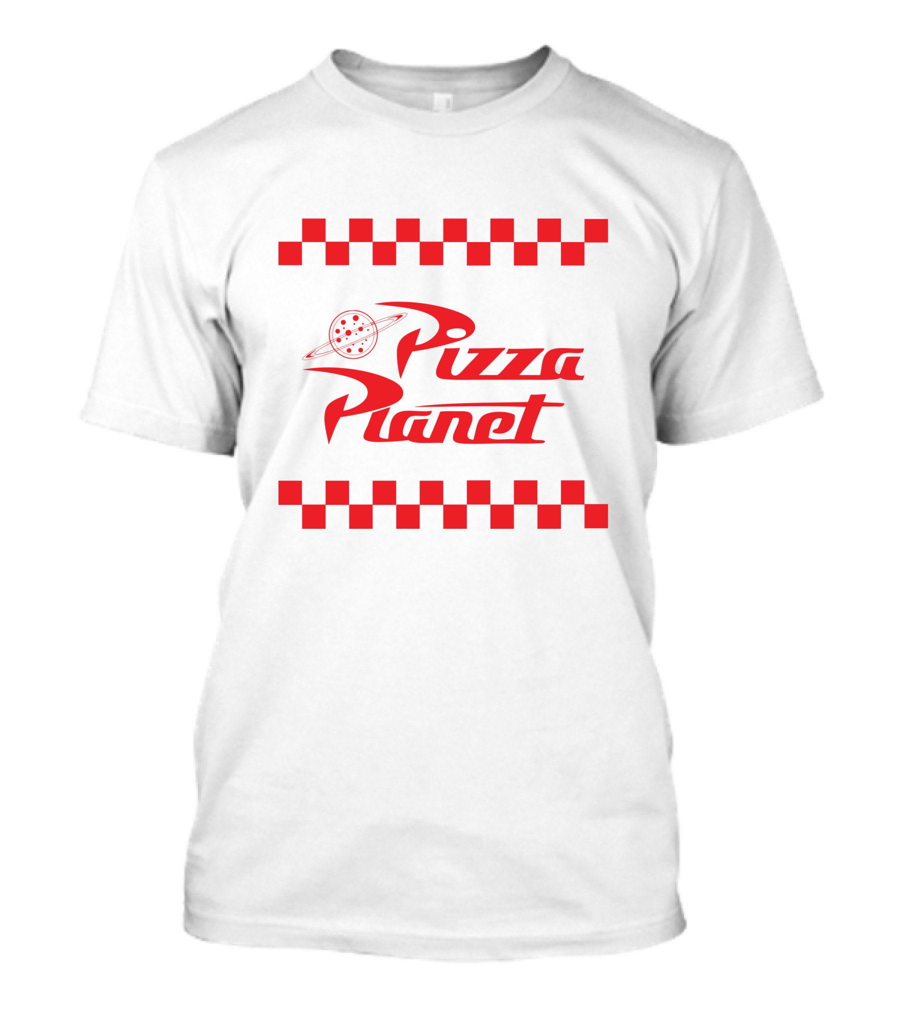 Toy Story Pizza Planet Logo With Red Checkered Border T-Shirt