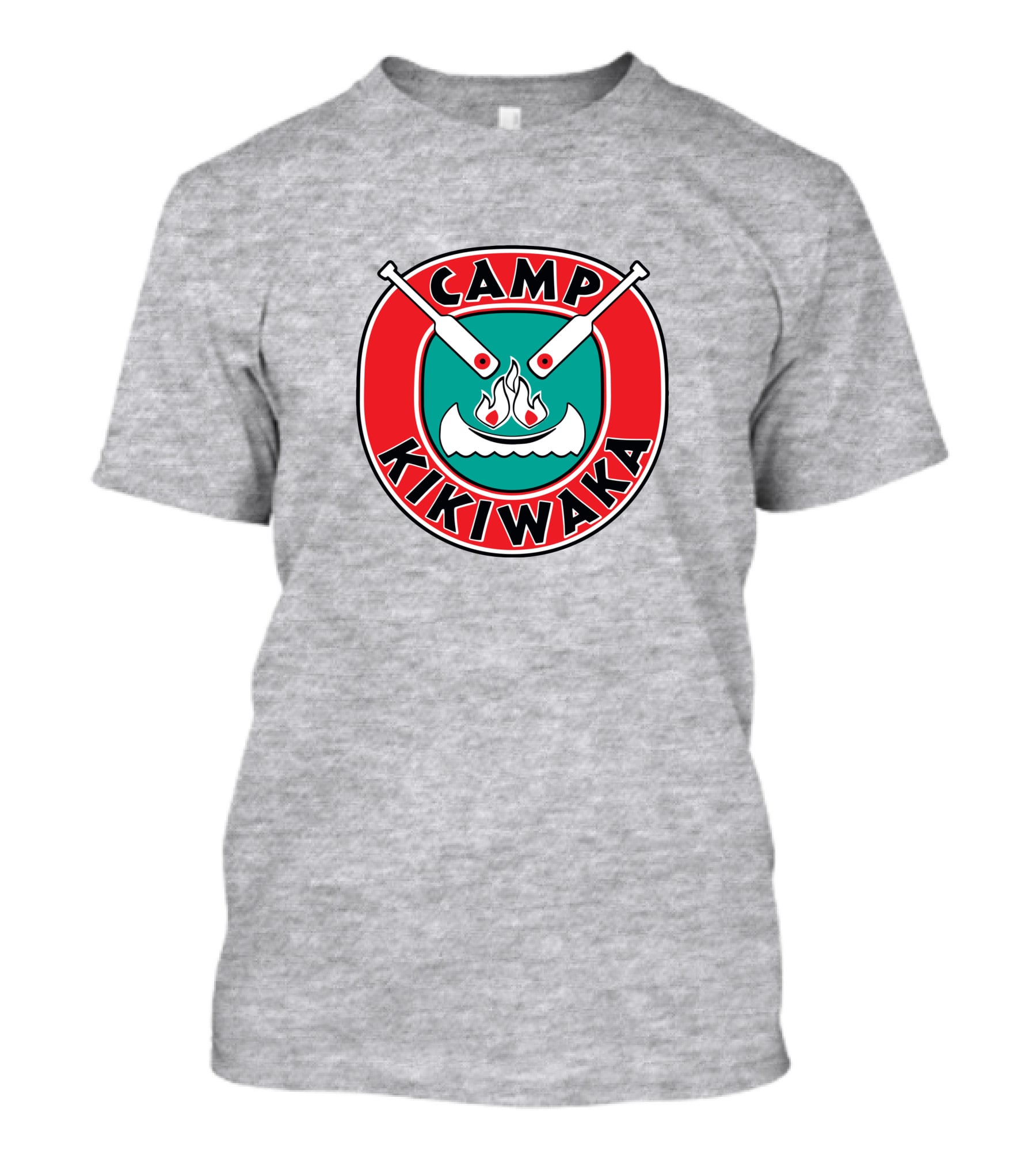 Camp Kikiwaka Logo With Canoe And Campfire Emblem T-Shirt