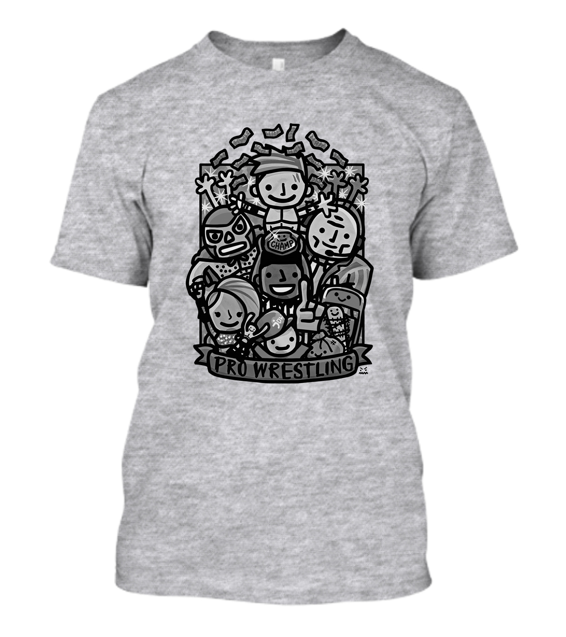 Ofooro Champ Celebration Pro Wrestling Cartoon Characters T-Shirt