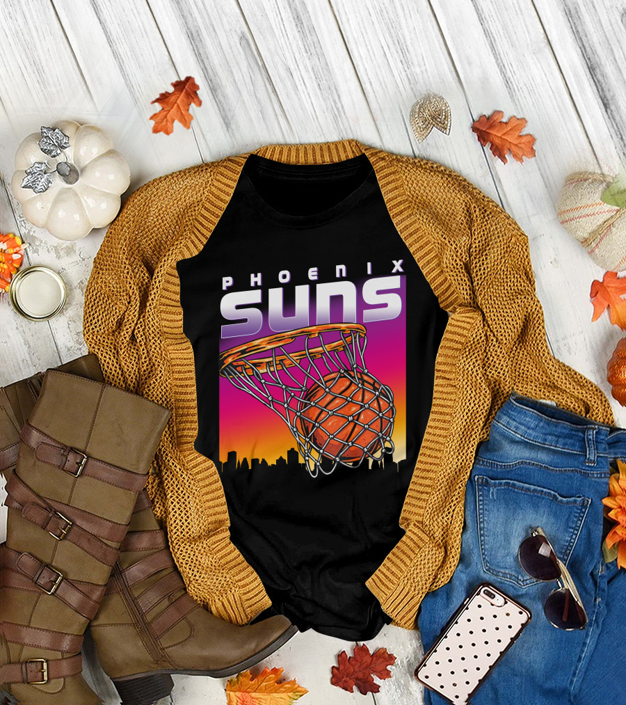 Phoenix Suns Modern Basketball Skyline Sunset T-Shirt