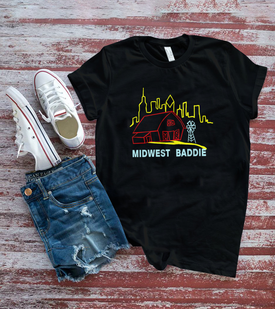 Caucasian James Midwest Baddie Barn And Windmill City Skyline T-Shirt