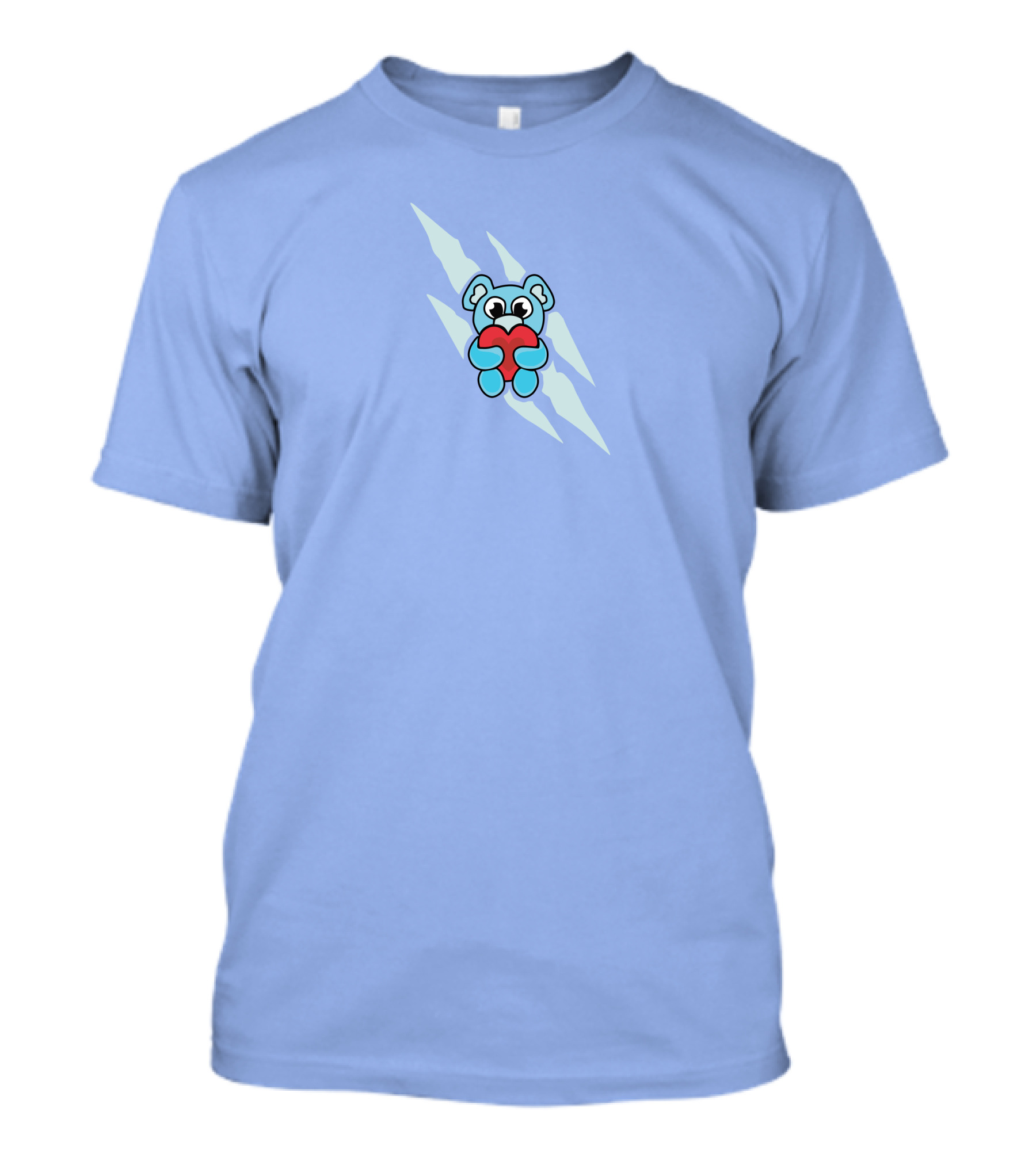 Wallibear Heart Blue Bear Holding Red Heart T-Shirt