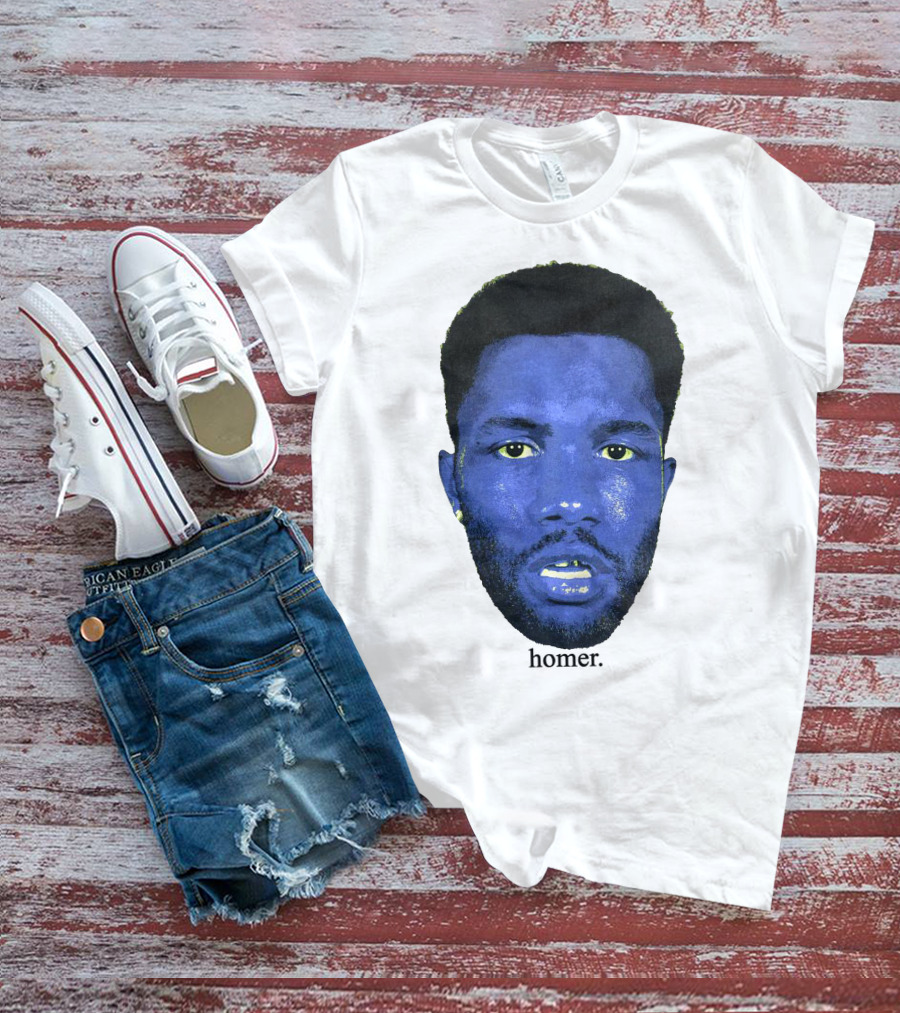 Frank Ocean Homer Bebe Boy Blue Face Typography T-Shirt