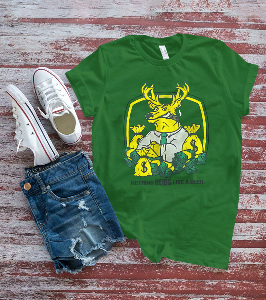 Jonah Furman Smoking Cartoon Business Deer Holding Cash Nothing Robs Like A Deer T-Shirt