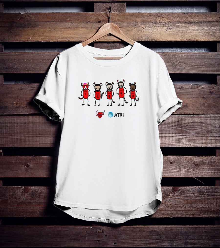 Chicago Bulls AT&T Cartoon Bulls Players 12389 11 T-Shirt