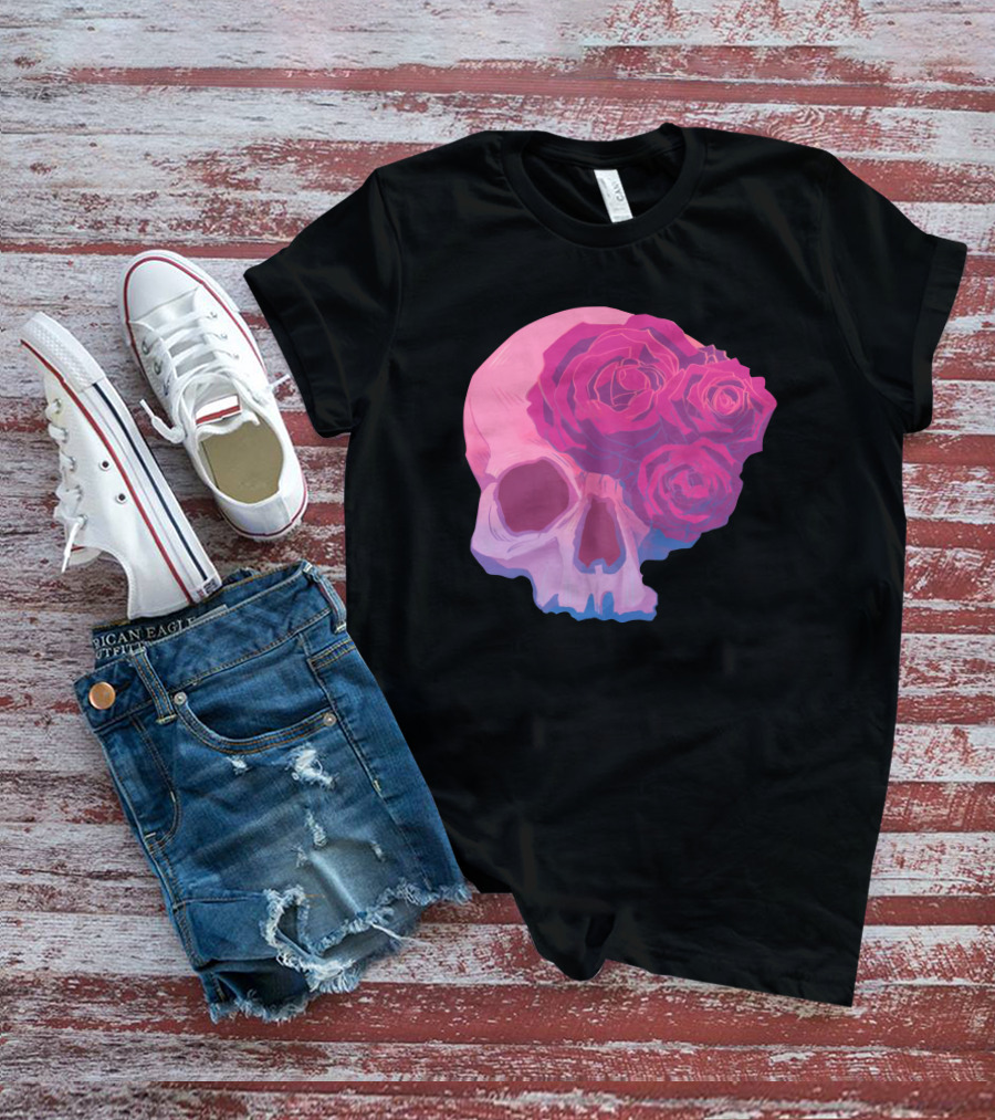 Taliesin Jaffe Pink Skull With Gothic Roses T-Shirt