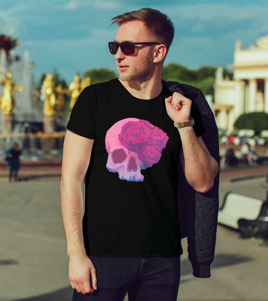 Taliesin Jaffe Pink Skull With Gothic Roses T-Shirt