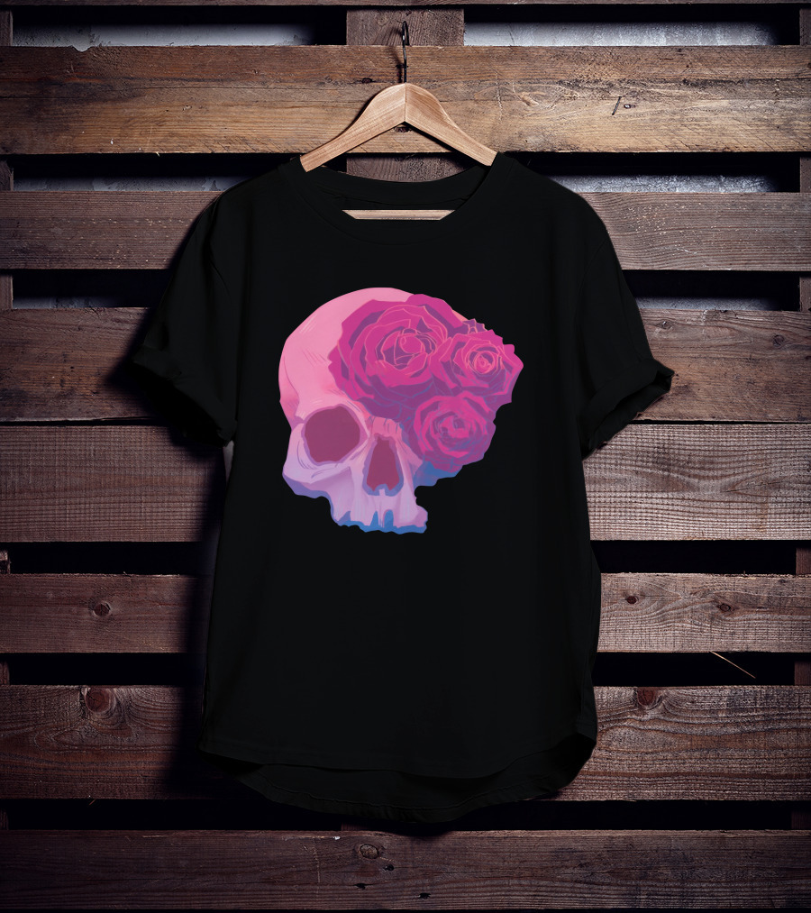 Taliesin Jaffe Pink Skull With Gothic Roses T-Shirt