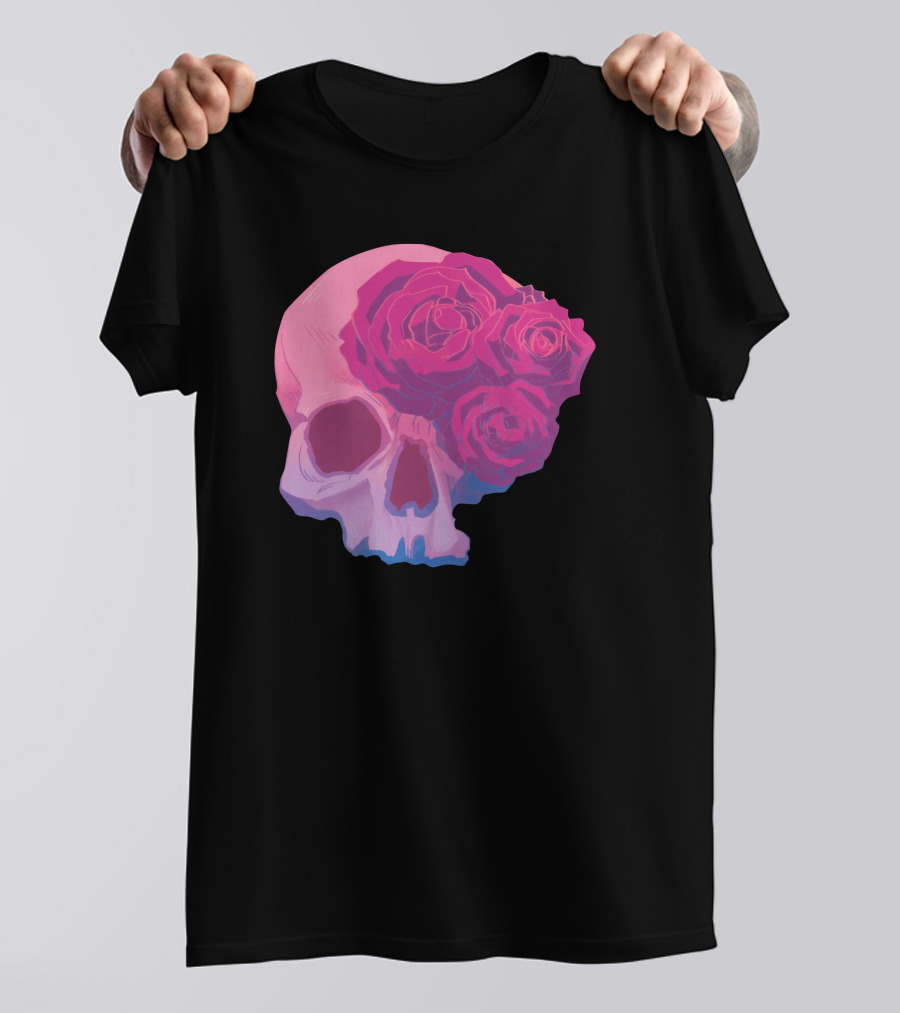 Taliesin Jaffe Pink Skull With Gothic Roses T-Shirt