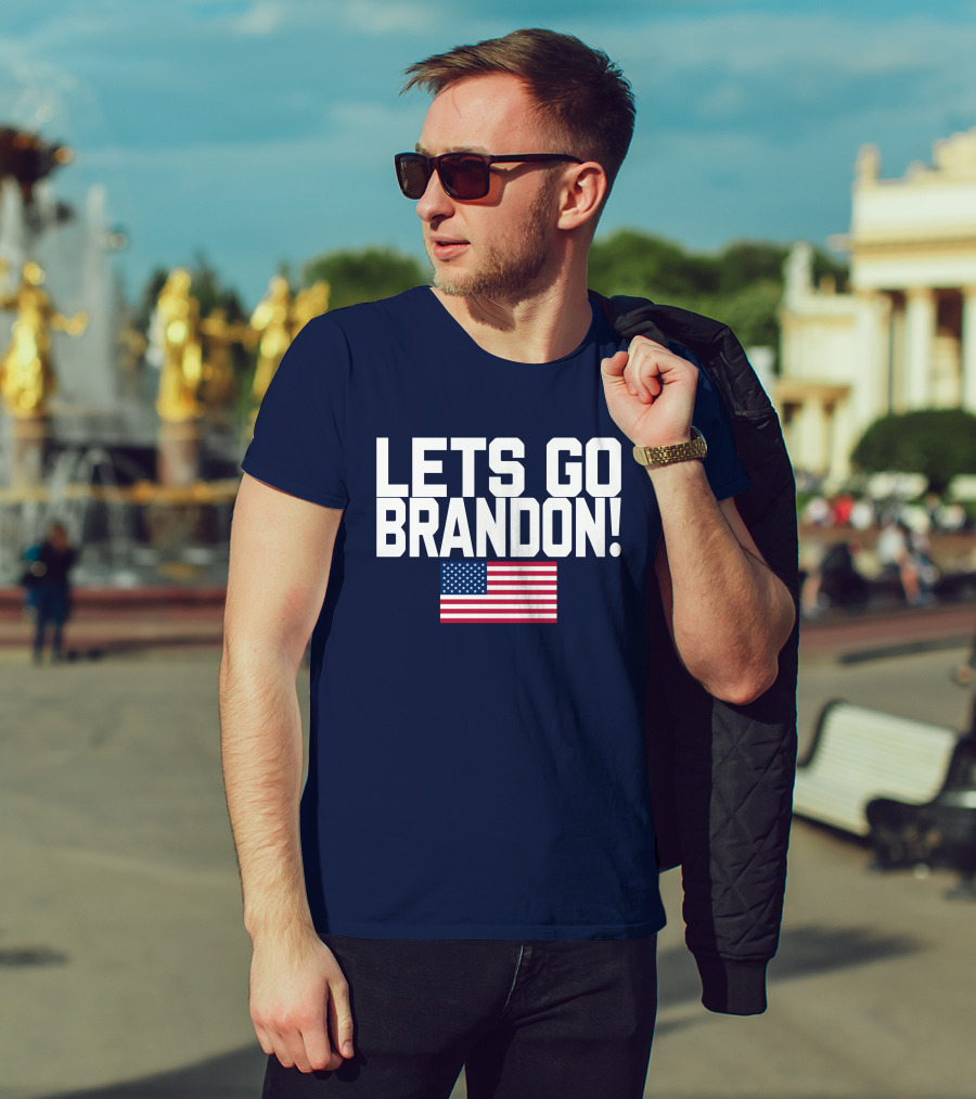 Lets Go Brandon Marine Veteran American Flag T-Shirt