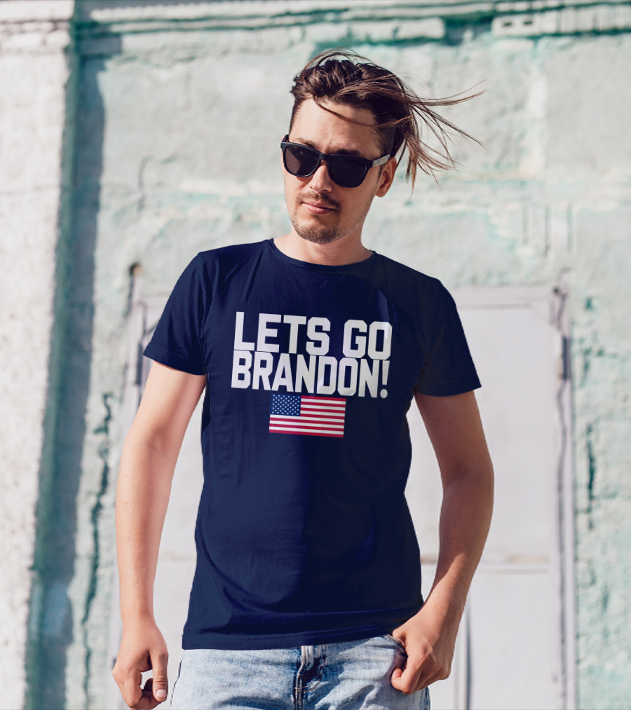 Lets Go Brandon Marine Veteran American Flag T-Shirt