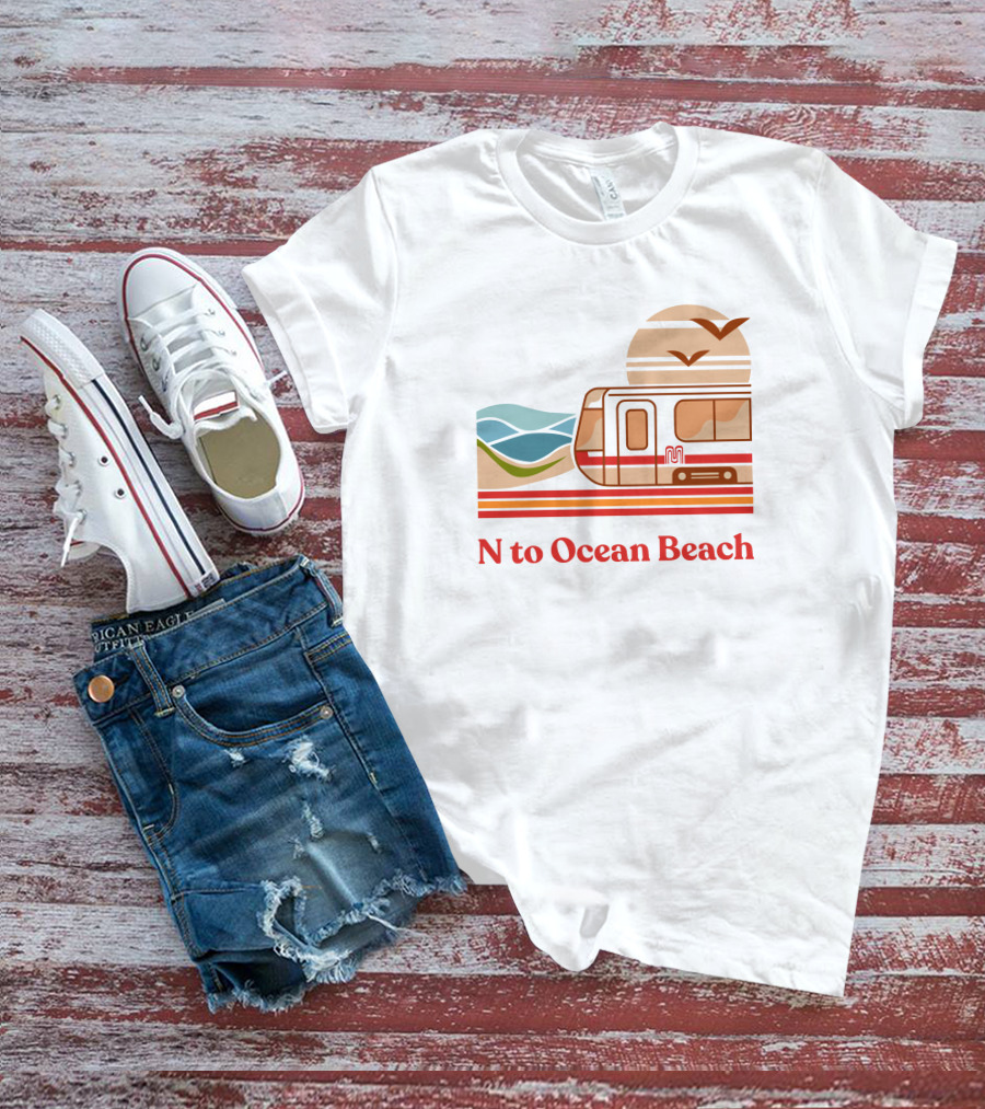 N To Ocean Beach San Francisco Tram Chris Arvin T-Shirt