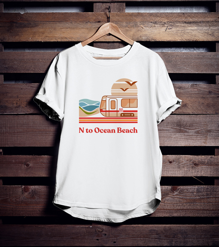 N To Ocean Beach San Francisco Tram Chris Arvin T-Shirt