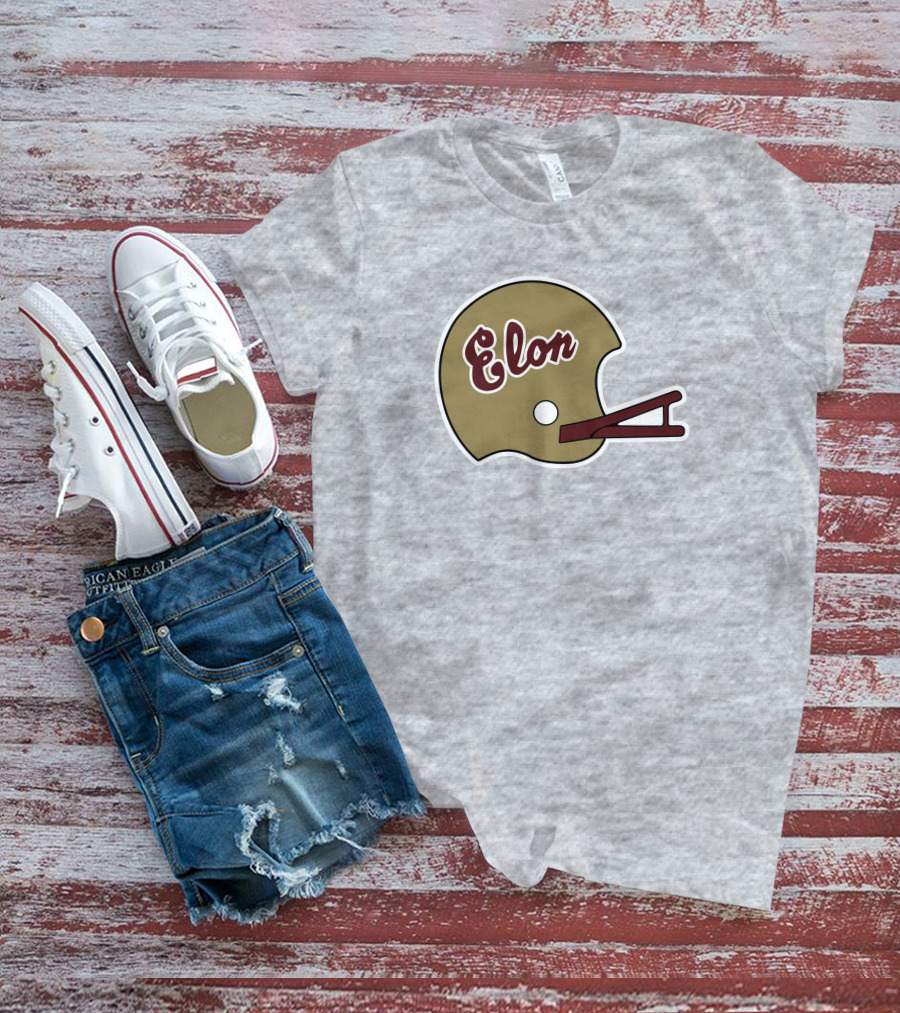 Elon Football Helmet Wes Durham T-Shirt