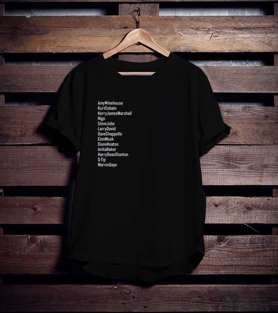 Seantenenbaum Merch AmyWinehouse KurtCobain Sad13 SteveJobs Q-Tip MarvinGaye ElonMusk DaveChappelle T-Shirt
