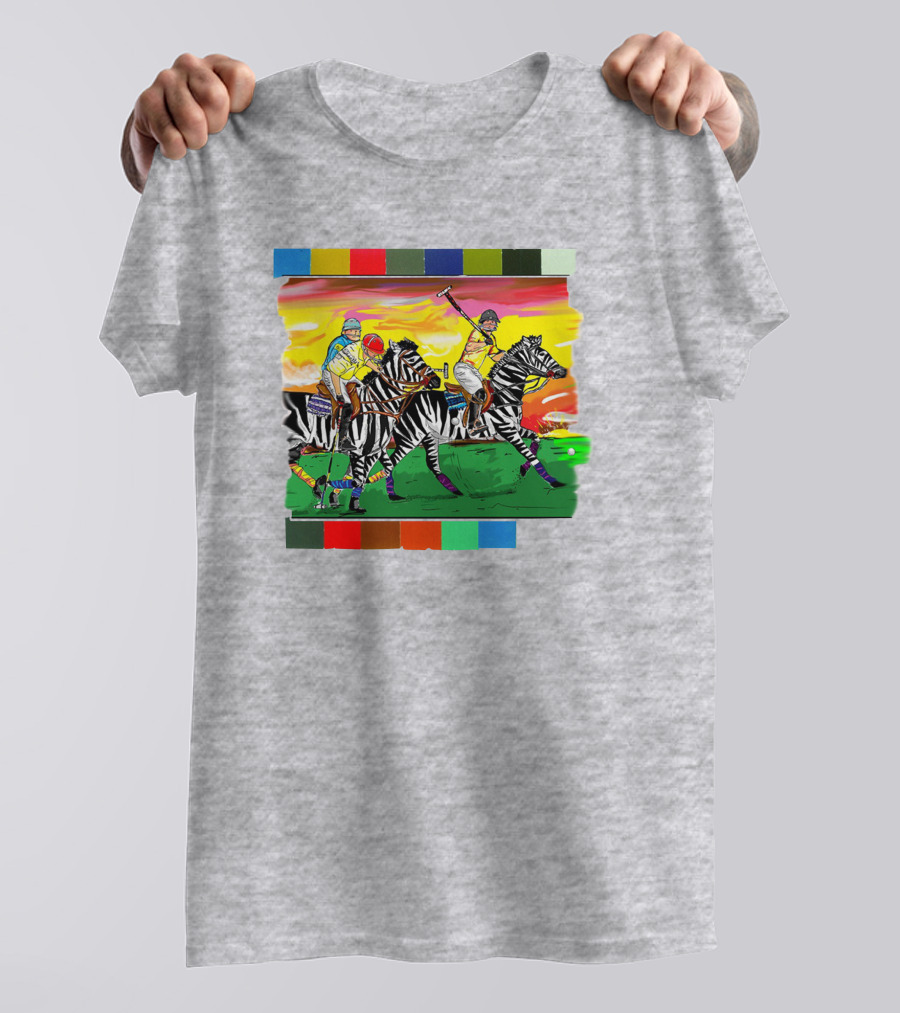 Sir Michael Rocks Premier Politics Polo Riding Zebras Sunset Colors T-Shirt