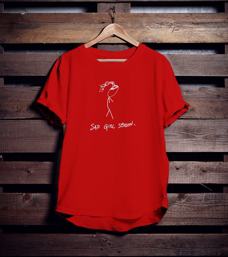Sad Girl Season Stick Figure Drawing T-Shirt
