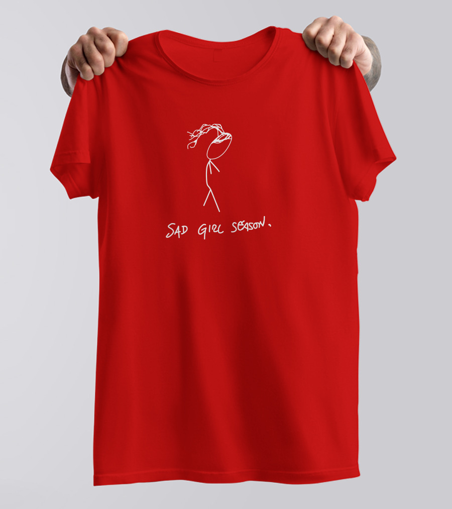 Sad Girl Season Stick Figure Drawing T-Shirt