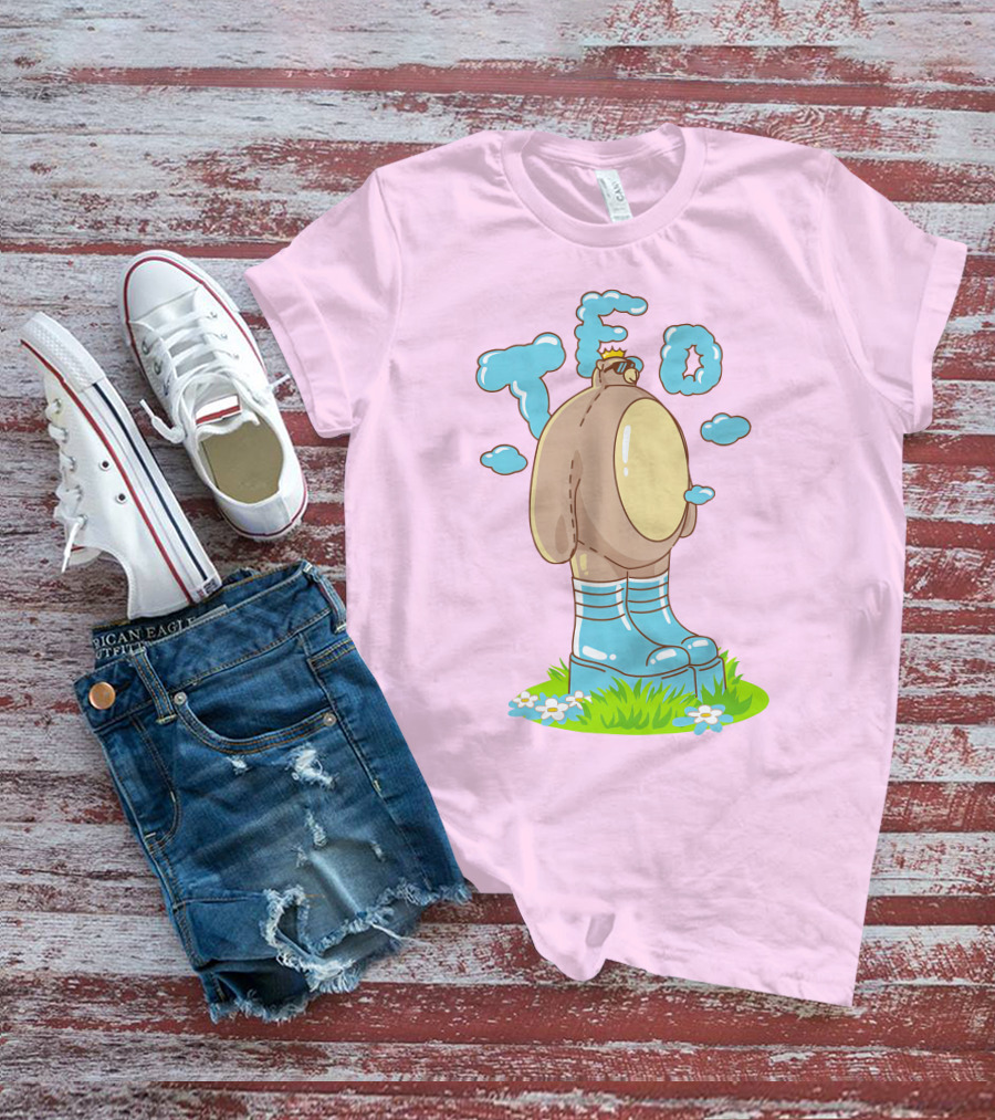 Eret Merch Ted Character With Crown And Boots Standing On Grass T-Shirt
