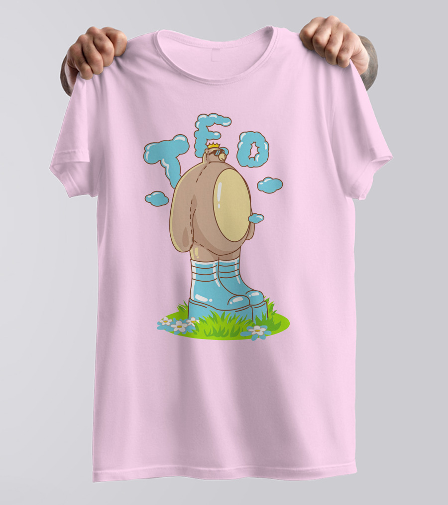 Eret Merch Ted Character With Crown And Boots Standing On Grass T-Shirt