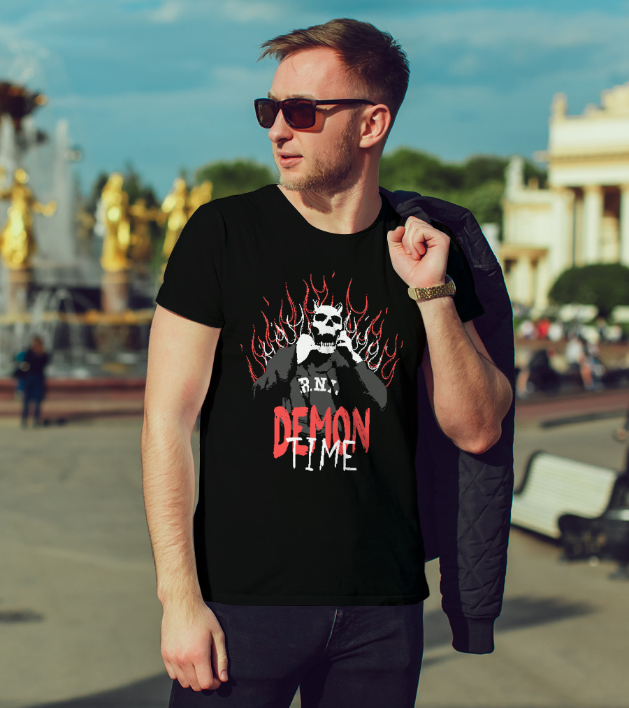 Rich And Lonely Merch Demon Time R.N.L. Skull Flames T-Shirt