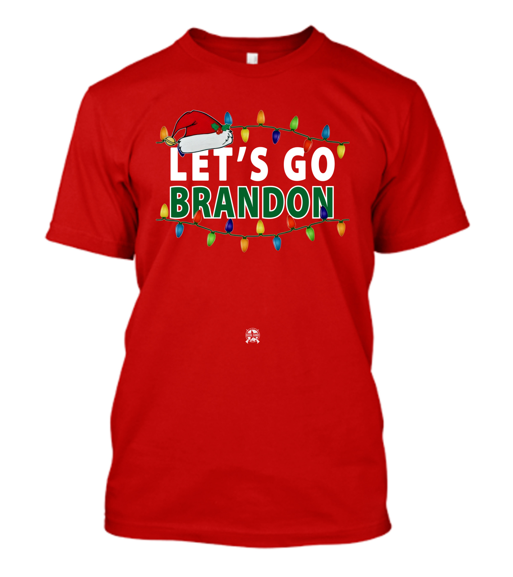 Let's Go Brandon Christmas Lights With Santa Hat T-Shirt