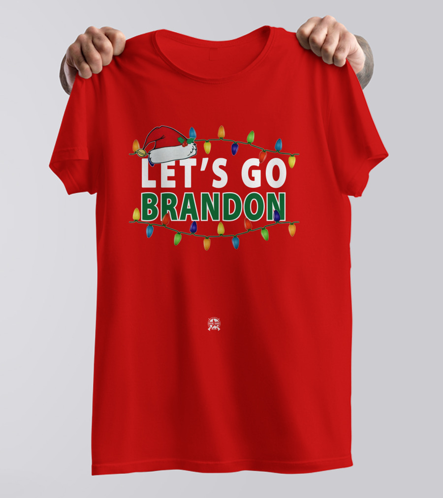 Let's Go Brandon Christmas Lights With Santa Hat T-Shirt