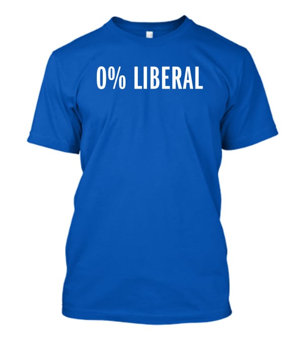 Zeek Arkham 0% Liberal Statement Bold Blue Background T-Shirt