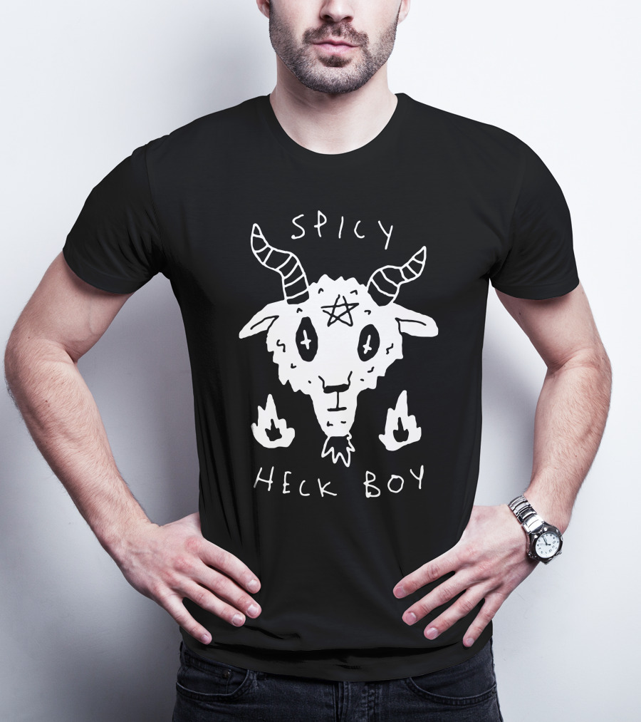 Spicy Heck Boy Goat With Pentagram And Flames T-Shirt