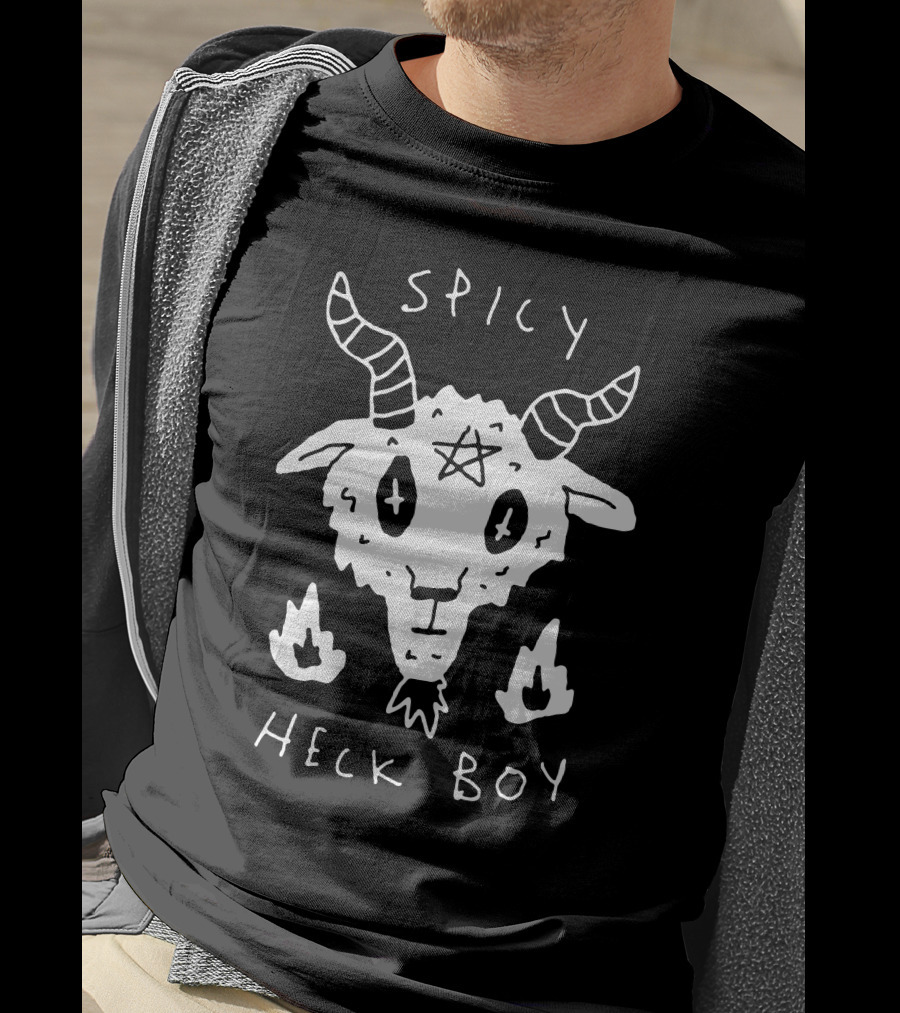 Spicy Heck Boy Goat With Pentagram And Flames T-Shirt