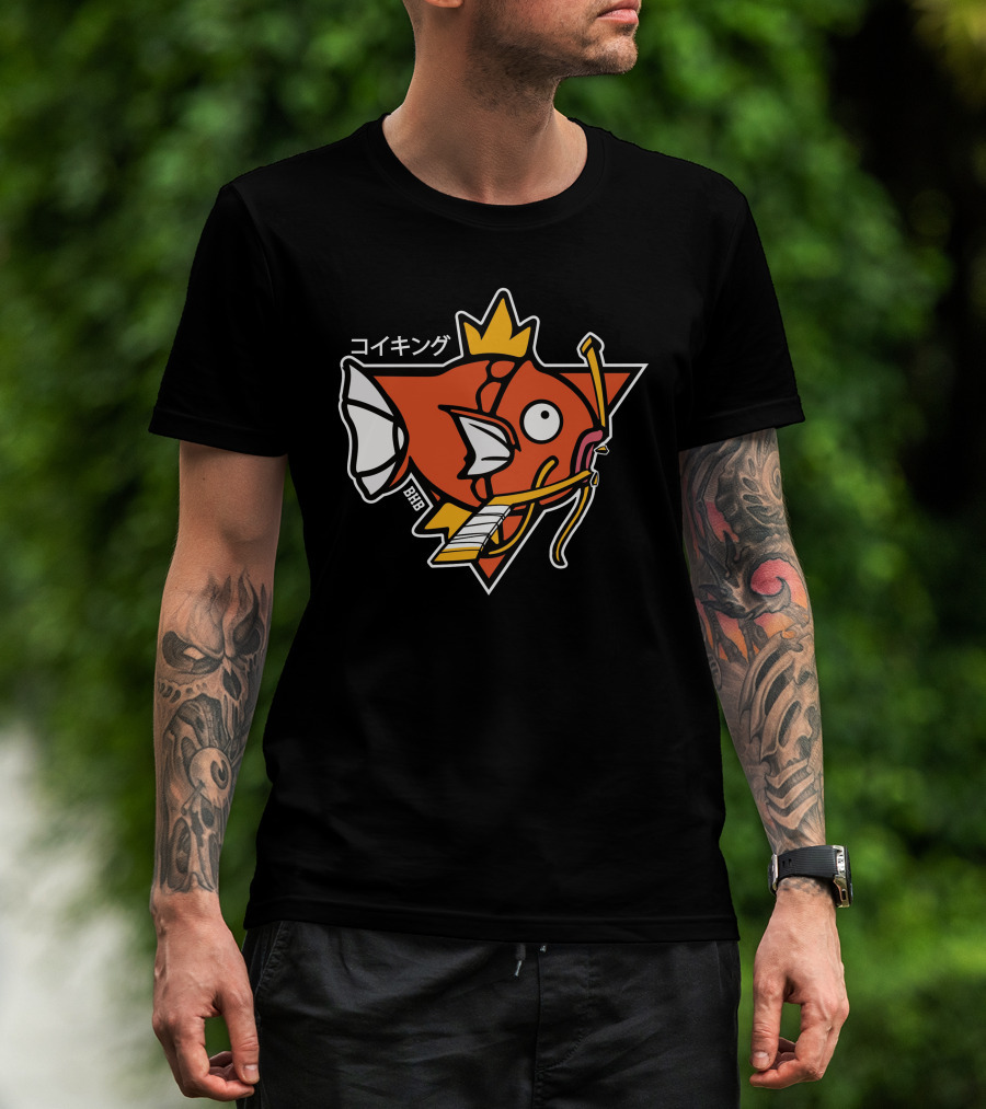 Magikarp King Fish Japanese Text Star Crown T-Shirt