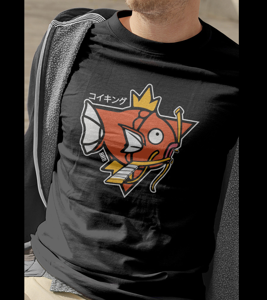 Magikarp King Fish Japanese Text Star Crown T-Shirt