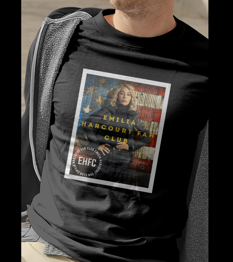 Emilia Harcourt Fan Club EHFC Vintage American Flag Background T-Shirt