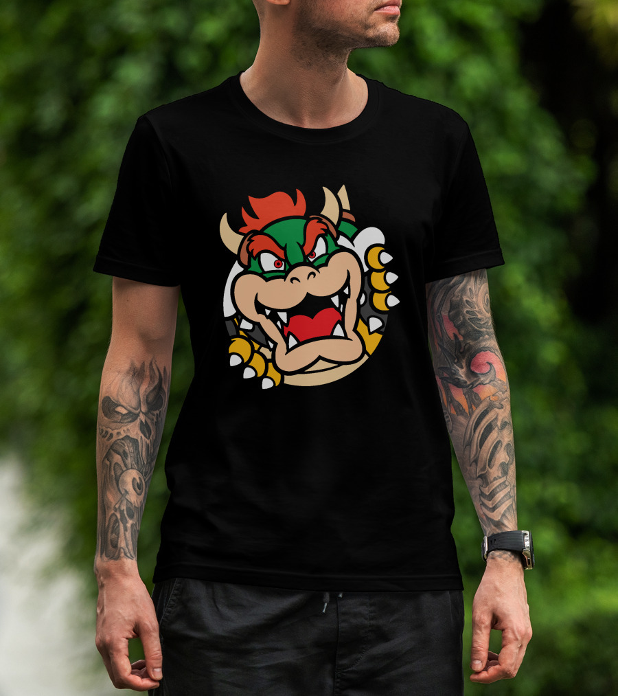 Super Mario Bowser Rows⁷ Ryukdoll Iconic Bowser Face T-Shirt