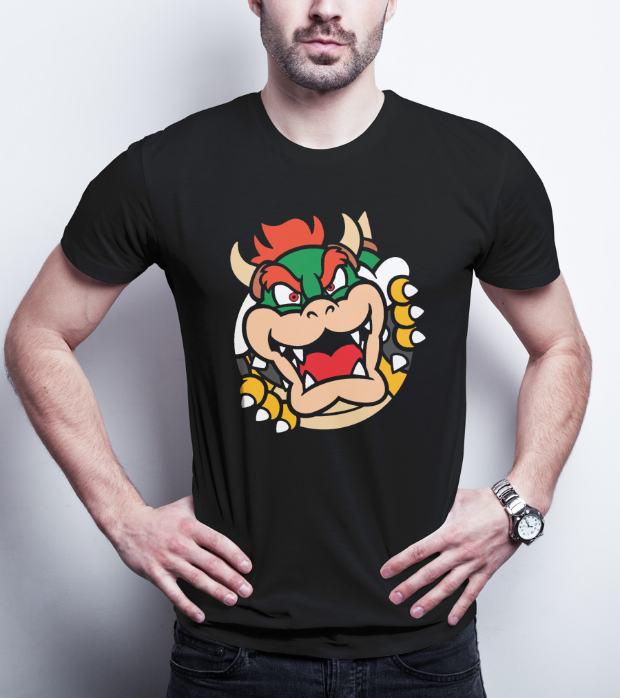 Super Mario Bowser Rows⁷ Ryukdoll Iconic Bowser Face T-Shirt