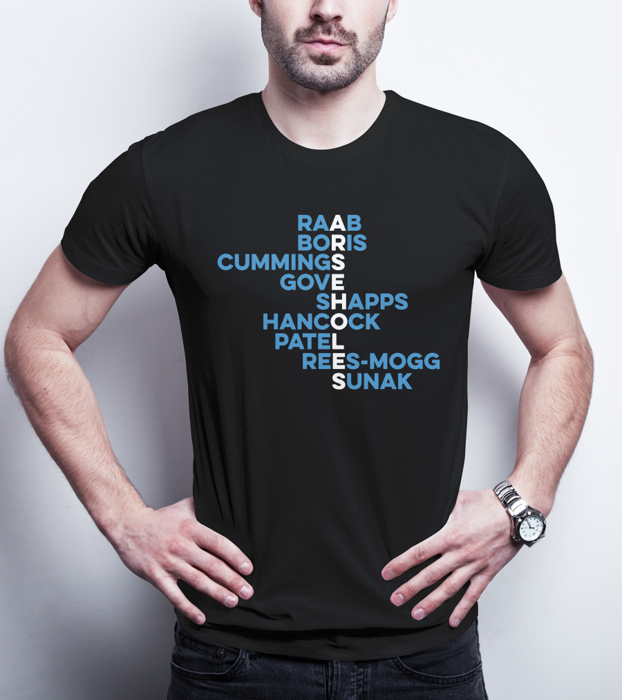 Raab Boris Cummings Gove Shapps Hancock Patel Rees-Mogg Sunak Arseholes T-Shirt