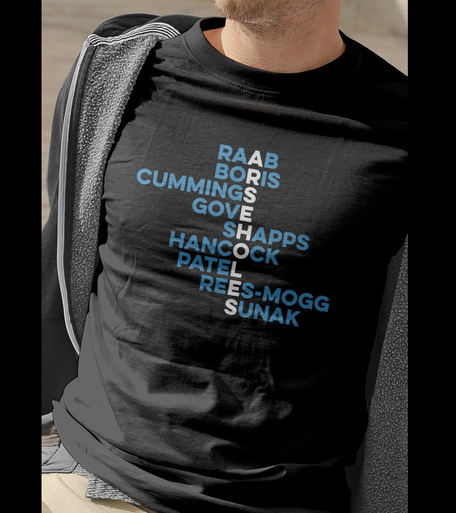 Raab Boris Cummings Gove Shapps Hancock Patel Rees-Mogg Sunak Arseholes T-Shirt
