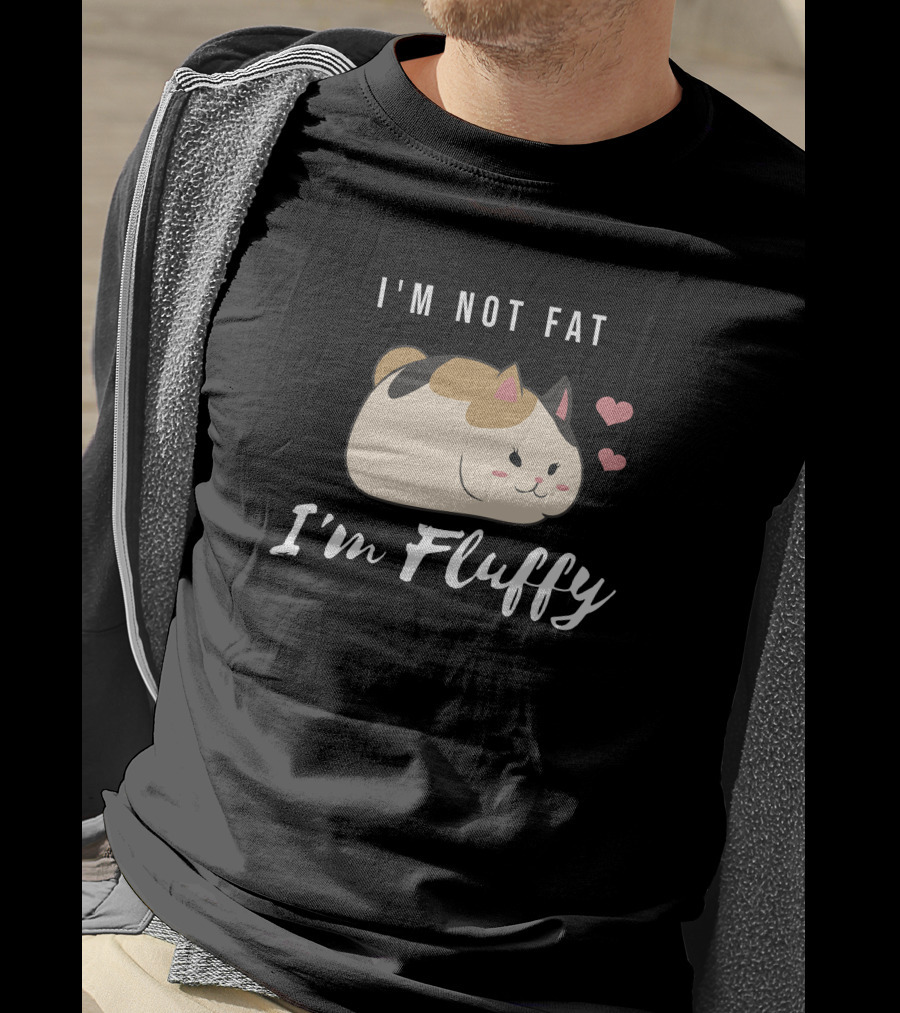 I'm Not Fat I'm Fluffy Ffxiv Fat Cat With Hearts T-Shirt
