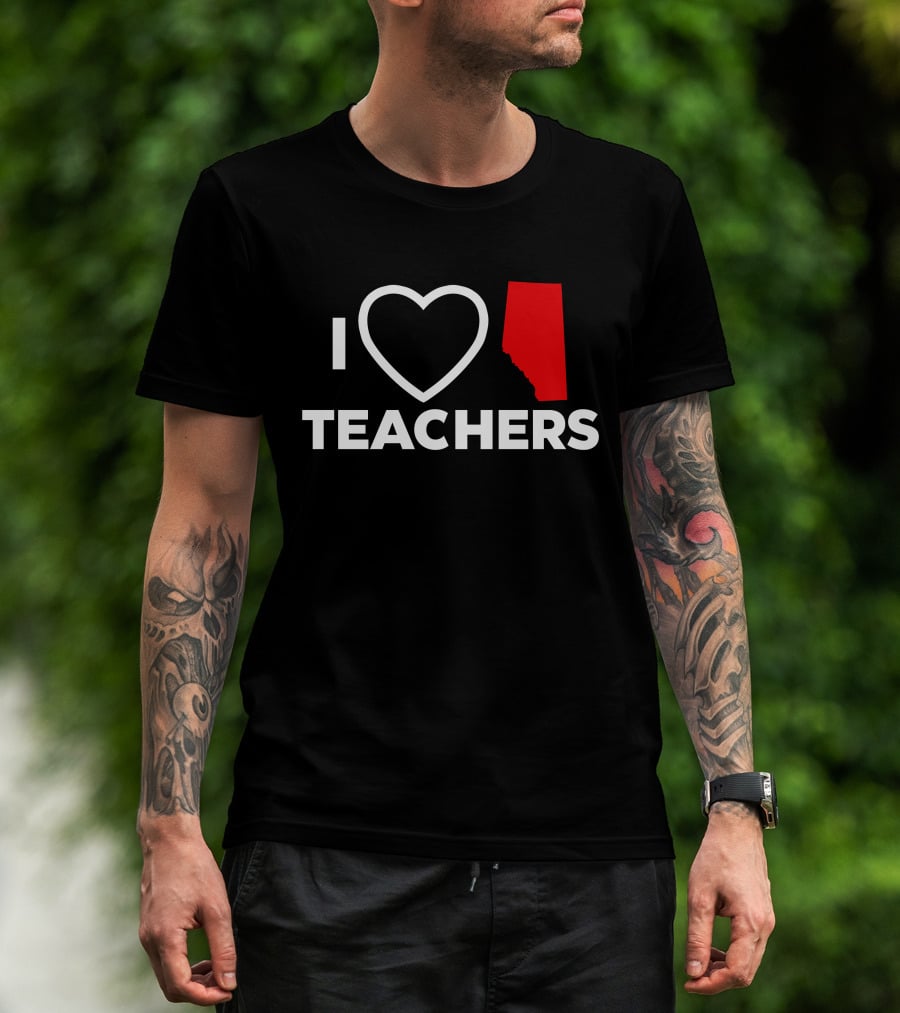 I Love Alberta Teachers Heart Red Map Krista Li T-Shirt