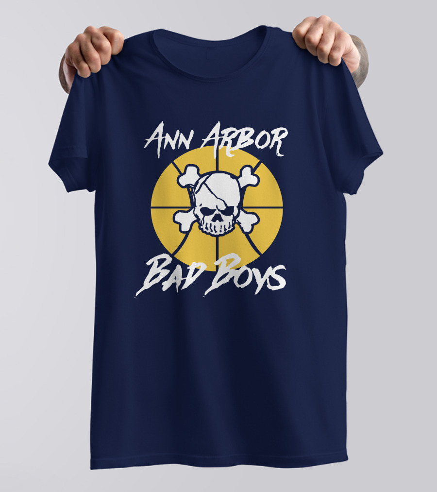 Ann Arbor Bad Boys Skull Basketball Juwan Howard Blue By Ninety Shop T-Shirt